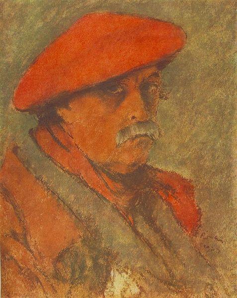 Jozsef Rippl-Ronai Self-portrait with Red Beret oil painting picture